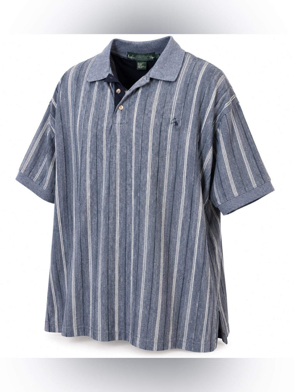Knights of the Round Table 6XLG Men’s Polo Blue Gray Striped Big & Tall 90’s VNG